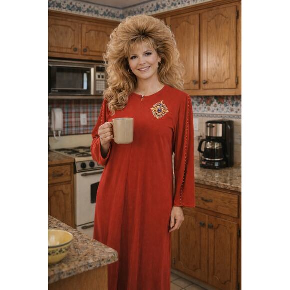 Kathleen Usherwood Other - Kathleen Usherwood for Periphery Kaftan Robe Red Long Sleeve Size M 70s 80s